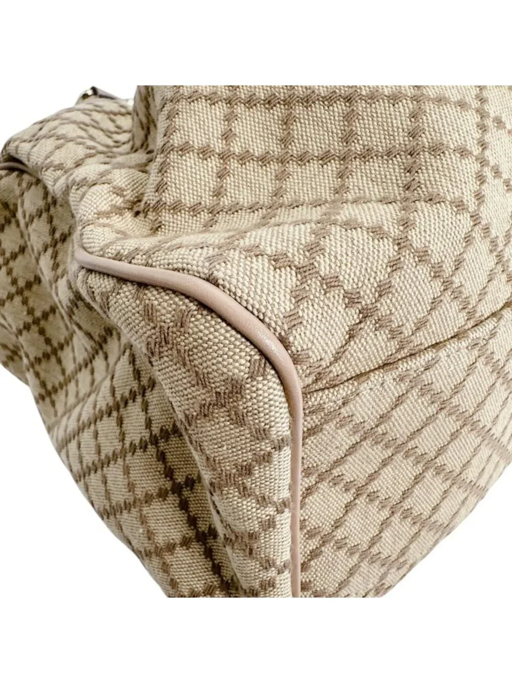 Gucci Diamante Canvas Handbag Tote Beige Brown
